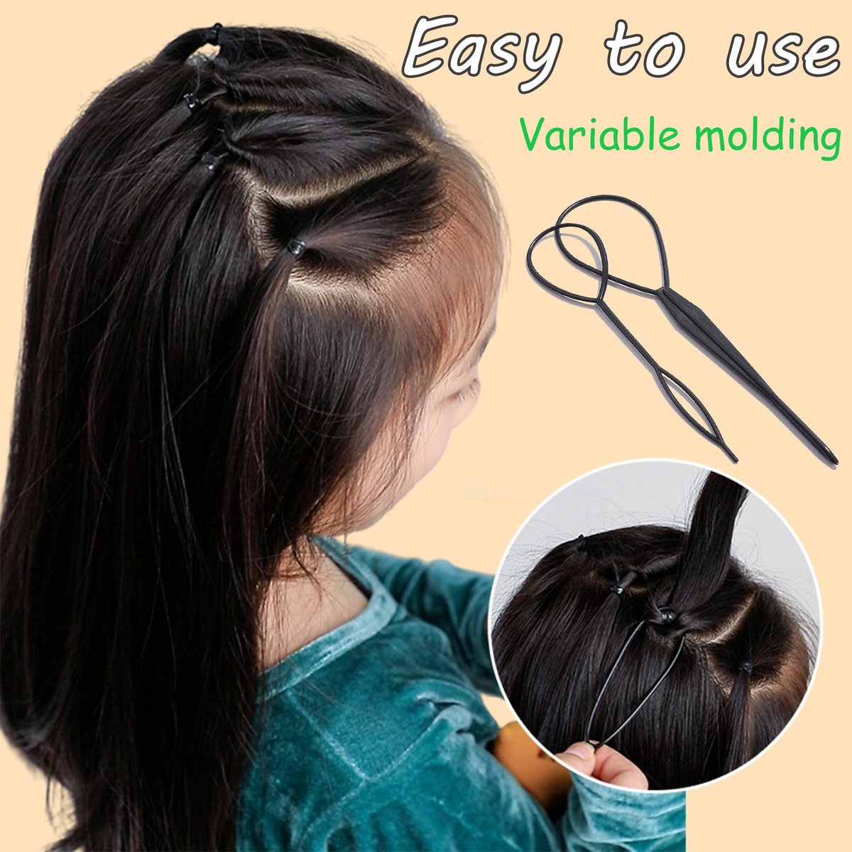 2000 PCS Hair Bands, Elastic Hair Ties with 2 Topsy Tail Tools - Non-Slip Small Hair Rubbers for Ponytails, Black Avelisse