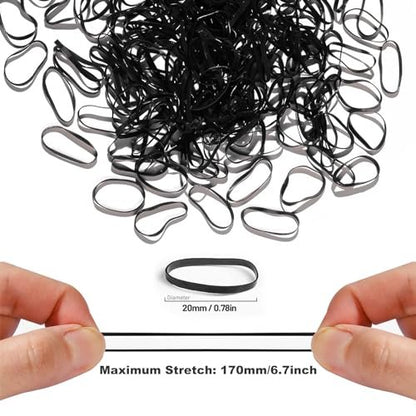 2000 PCS Hair Bands, Elastic Hair Ties with 2 Topsy Tail Tools - Non-Slip Small Hair Rubbers for Ponytails, Black Avelisse