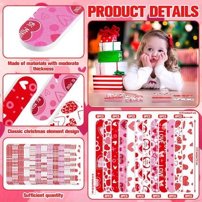 Gisafai 48 Pcs Valentine's Day Heart Emery Boards - Double Sided Nail Files for Manicure, Party Favors, 12 Styles