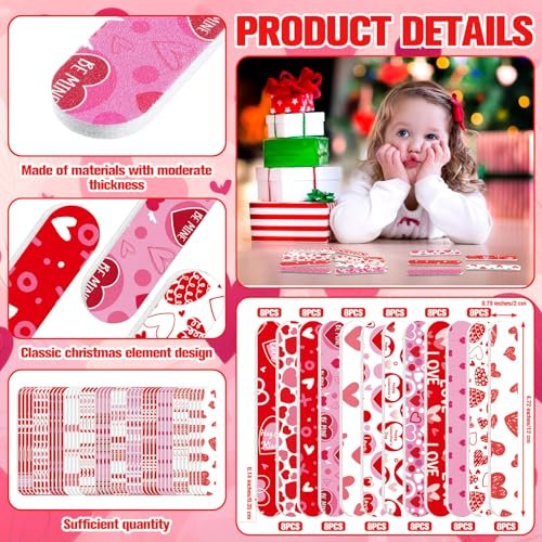 Gisafai 48 Pcs Valentine's Day Heart Emery Boards - Double Sided Nail Files for Manicure, Party Favors, 12 Styles - görsel 6