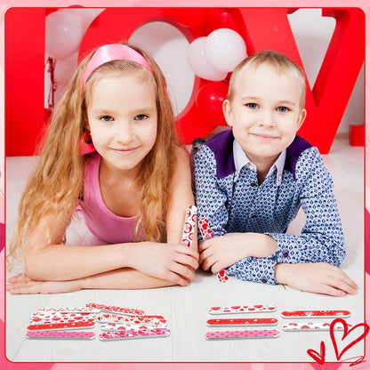 Gisafai 48 Pcs Valentine's Day Heart Emery Boards - Double Sided Nail Files for Manicure, Party Favors, 12 Styles
