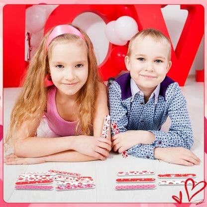 Gisafai 48 Pcs Valentine's Day Heart Emery Boards - Double Sided Nail Files for Manicure, Party Favors, 12 Styles