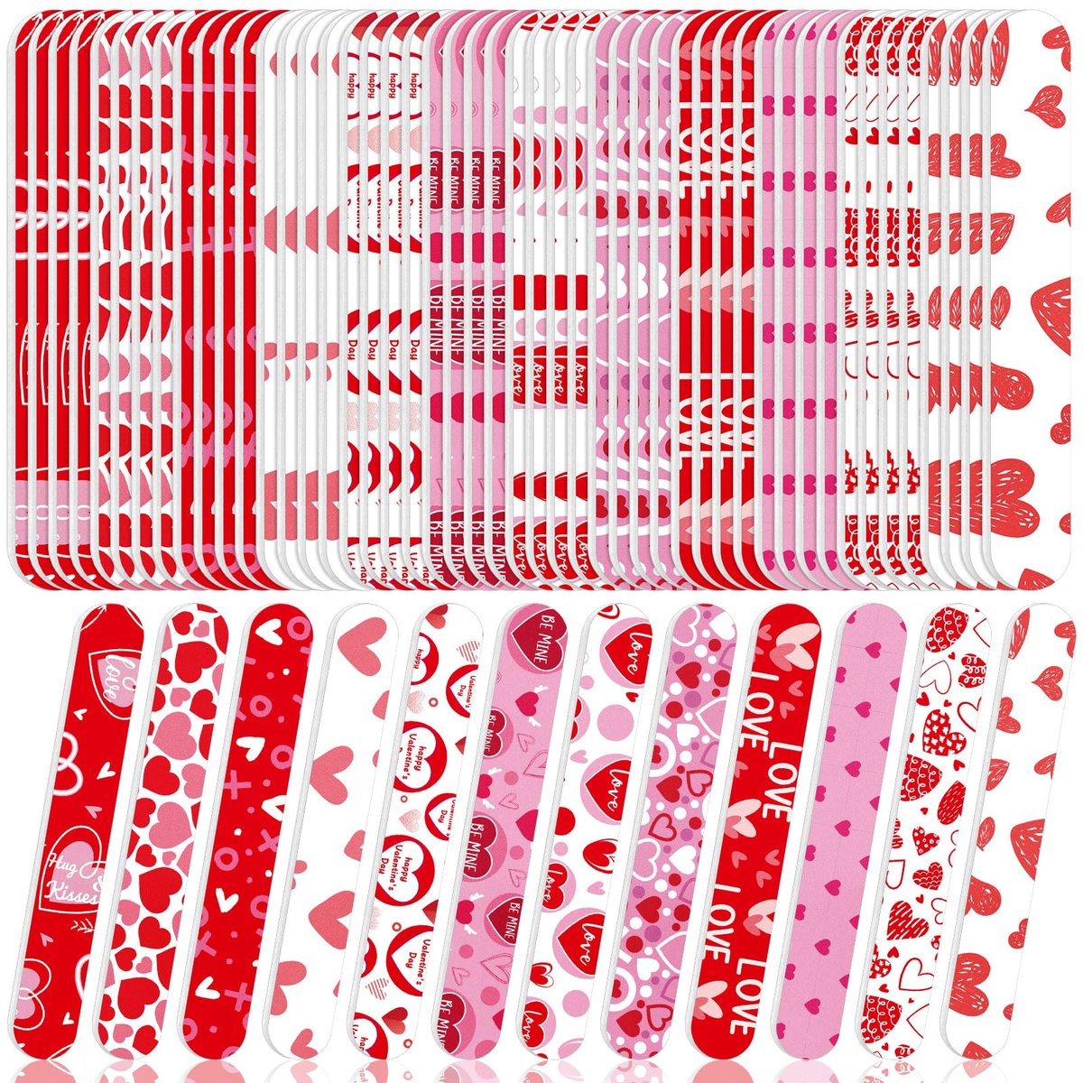 Gisafai 48 Pcs Valentine's Day Heart Emery Boards - Double Sided Nail Files for Manicure, Party Favors, 12 Styles - görsel 1