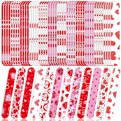 Gisafai 48 Pcs Valentine's Day Heart Emery Boards - Double Sided Nail Files for Manicure, Party Favors, 12 Styles