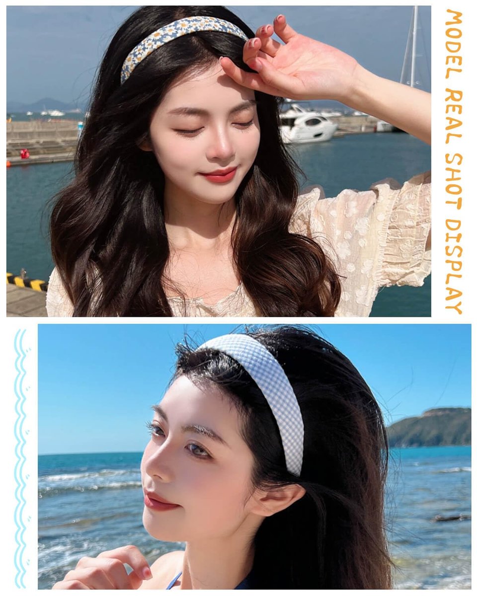 JELIEE 7 Pack Non-Slip Headbands for Women - Fashion Flower, Pearl, Twisted, Solid Blue and White Styles - görsel 5