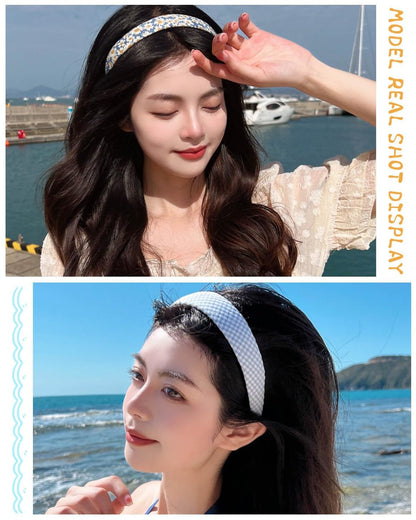 JELIEE 7 Pack Non-Slip Headbands for Women - Fashion Flower, Pearl, Twisted, Solid Blue and White Styles