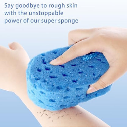 3 Pack Exfoliating Bath Sponge - Soft Shower Scrubbers for Women & Men - Reusable Body Sponges