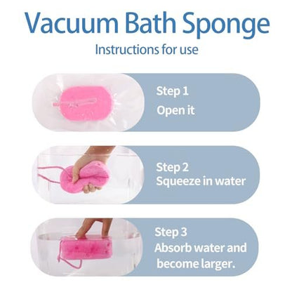 3 Pack Exfoliating Bath Sponge - Soft Shower Scrubbers for Women & Men - Reusable Body Sponges