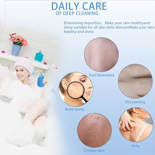 3 Pack Exfoliating Bath Sponge - Soft Shower Scrubbers for Women & Men - Reusable Body Sponges - görsel 8