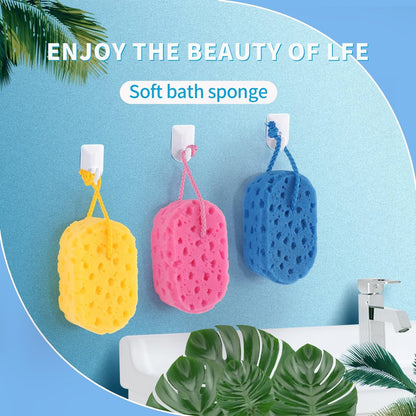 3 Pack Exfoliating Bath Sponge - Soft Shower Scrubbers for Women & Men - Reusable Body Sponges