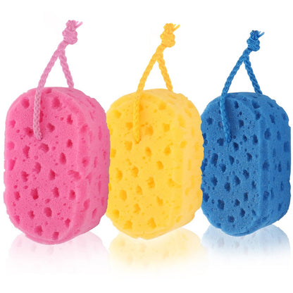 3 Pack Exfoliating Bath Sponge - Soft Shower Scrubbers for Women & Men - Reusable Body Sponges