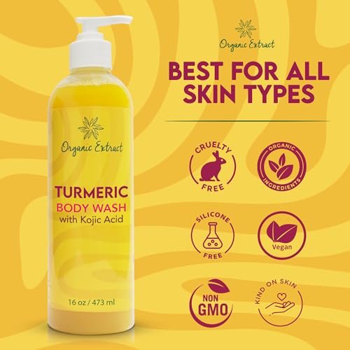 Organic Extract Turmeric Kojic Acid Body Wash – Skin Brightening Shower Gel with Shea Butter & Aloe Vera, 16 fl oz - görsel 12
