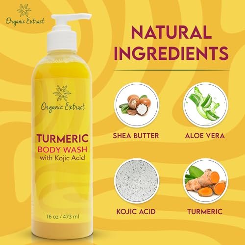 Organic Extract Turmeric Kojic Acid Body Wash – Skin Brightening Shower Gel with Shea Butter & Aloe Vera, 16 fl oz - görsel 4