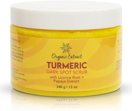 Organic Extract Turmeric Face Polish - Skin Brightening & Exfoliating Scrub (12 fl oz / 340g) - Deep Cleanser with Papaya Extract for Even Skin Tone - görsel 2