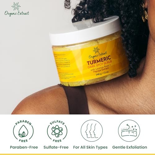 Organic Extract Turmeric Face Polish - Skin Brightening & Exfoliating Scrub (12 fl oz / 340g) - Deep Cleanser with Papaya Extract for Even Skin Tone - görsel 14