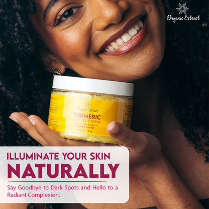 Organic Extract Turmeric Face Polish - Skin Brightening & Exfoliating Scrub (12 fl oz / 340g) - Deep Cleanser with Papaya Extract for Even Skin Tone
