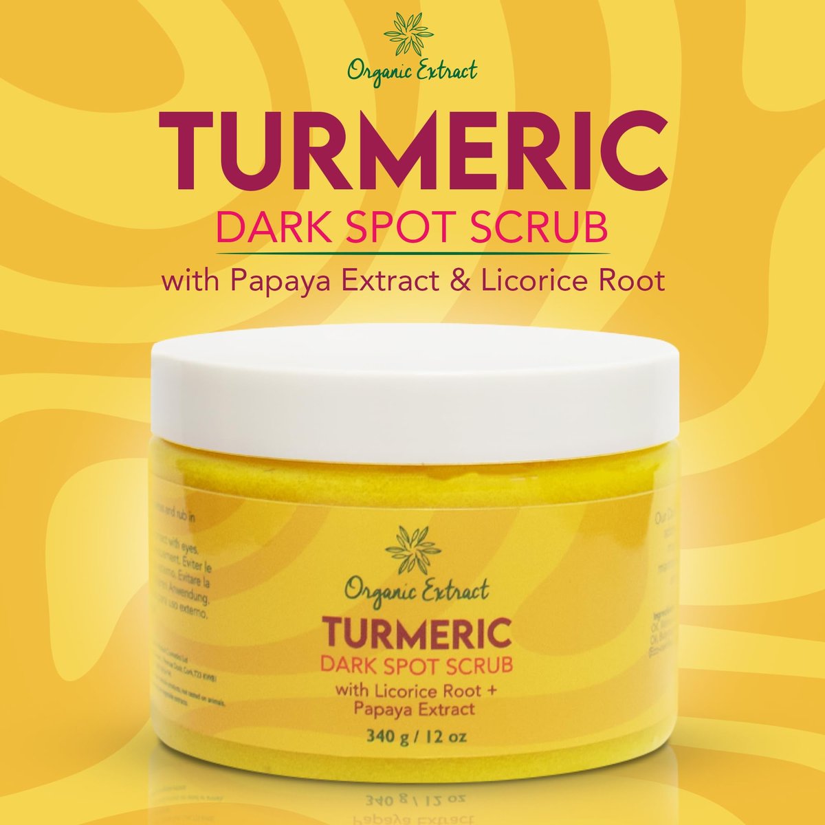 Organic Extract Turmeric Face Polish - Skin Brightening & Exfoliating Scrub (12 fl oz / 340g) - Deep Cleanser with Papaya Extract for Even Skin Tone - görsel 3