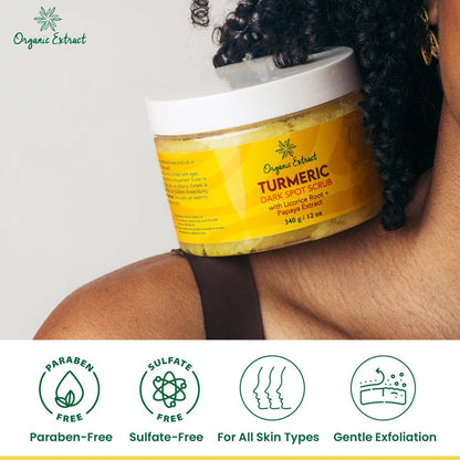 Organic Extract Turmeric Face Polish - Skin Brightening & Exfoliating Scrub (12 fl oz / 340g) - Deep Cleanser with Papaya Extract for Even Skin Tone