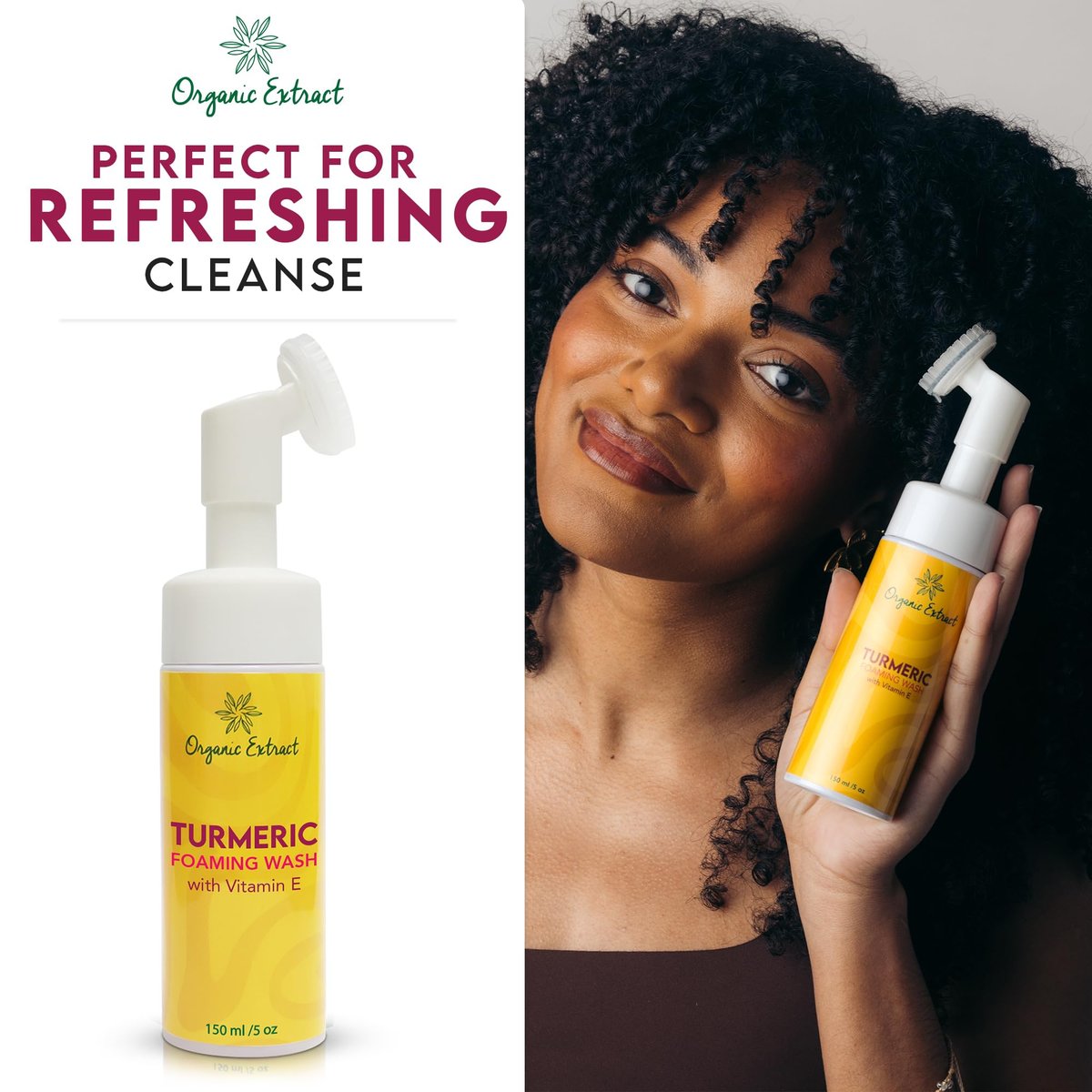 Organic Extract Turmeric Skin Brightening Face Wash – 5 fl oz / 150ml – Daily Moisturizer, Gentle Facial Cleanser for All Skin Types with Kojic Acid, Vitamin E, and Aloe Vera Avelisse
