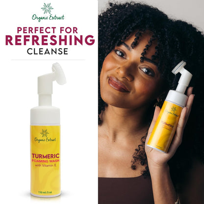 Organic Extract Turmeric Skin Brightening Face Wash – 5 fl oz / 150ml – Daily Moisturizer, Gentle Facial Cleanser for All Skin Types with Kojic Acid, Vitamin E, and Aloe Vera Avelisse