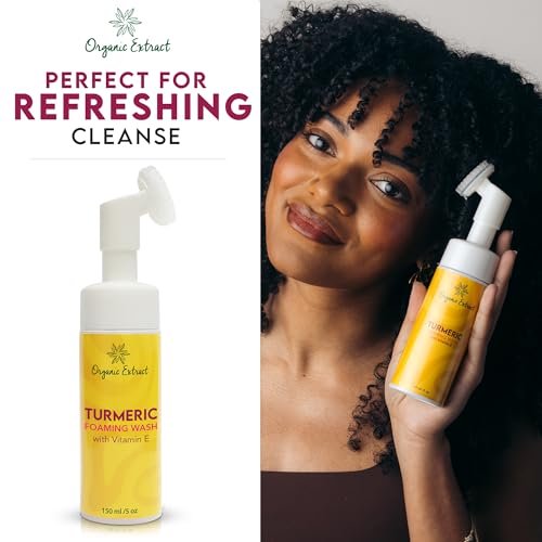 Organic Extract Turmeric Skin Brightening Face Wash – 5 fl oz / 150ml – Daily Moisturizer, Gentle Facial Cleanser for All Skin Types with Kojic Acid, Vitamin E, and Aloe Vera Avelisse