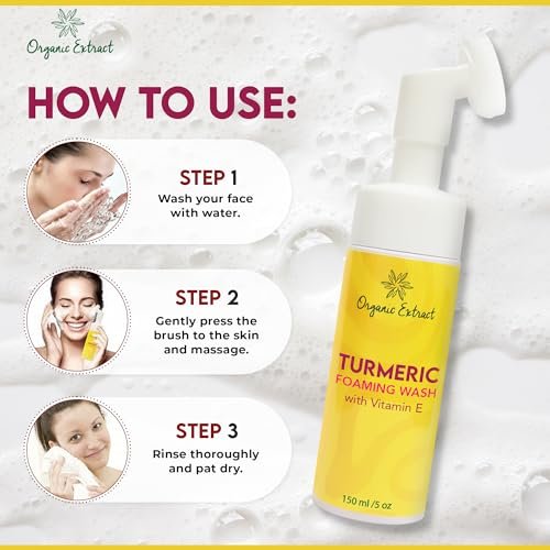 Organic Extract Turmeric Skin Brightening Face Wash – 5 fl oz / 150ml – Daily Moisturizer, Gentle Facial Cleanser for All Skin Types with Kojic Acid, Vitamin E, and Aloe Vera Avelisse