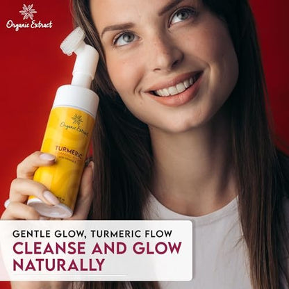 Organic Extract Turmeric Skin Brightening Face Wash – 5 fl oz / 150ml – Daily Moisturizer, Gentle Facial Cleanser for All Skin Types with Kojic Acid, Vitamin E, and Aloe Vera Avelisse