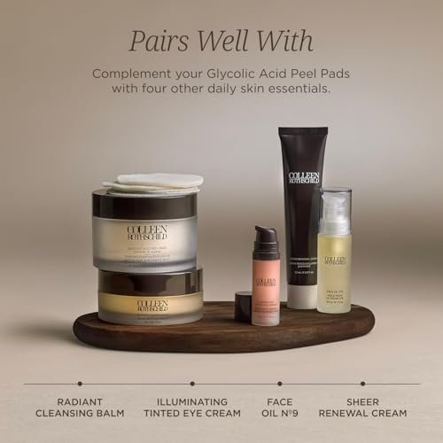 COLLEEN ROTHSCHILD Glycolic Acid Peel Pads with Blue Agave – Gentle Spa-Strength Exfoliating Treatment for Resurfacing, Brightening, and Smoothing Skin – 60 Pads (4.2 fl oz) Avelisse