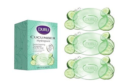 Duru Cucumber Glycerin Bar Soap - Moisturizing, Vegan, Paraben-Free Cleansing Bars for Sensitive Skin (3-Pack)