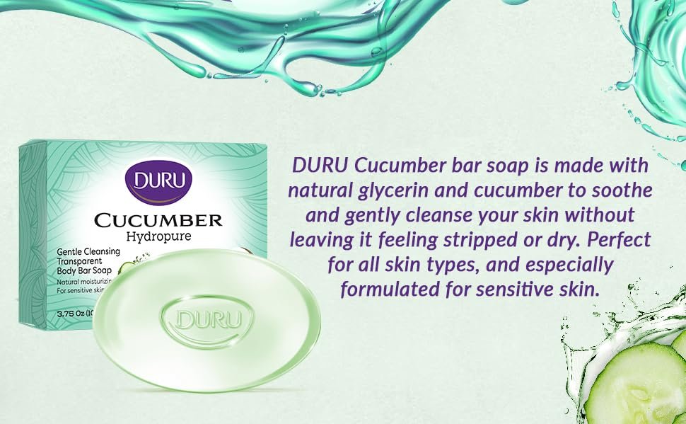 Duru Cucumber Glycerin Bar Soap - Moisturizing, Vegan, Paraben-Free Cleansing Bars for Sensitive Skin (3-Pack) - görsel 7