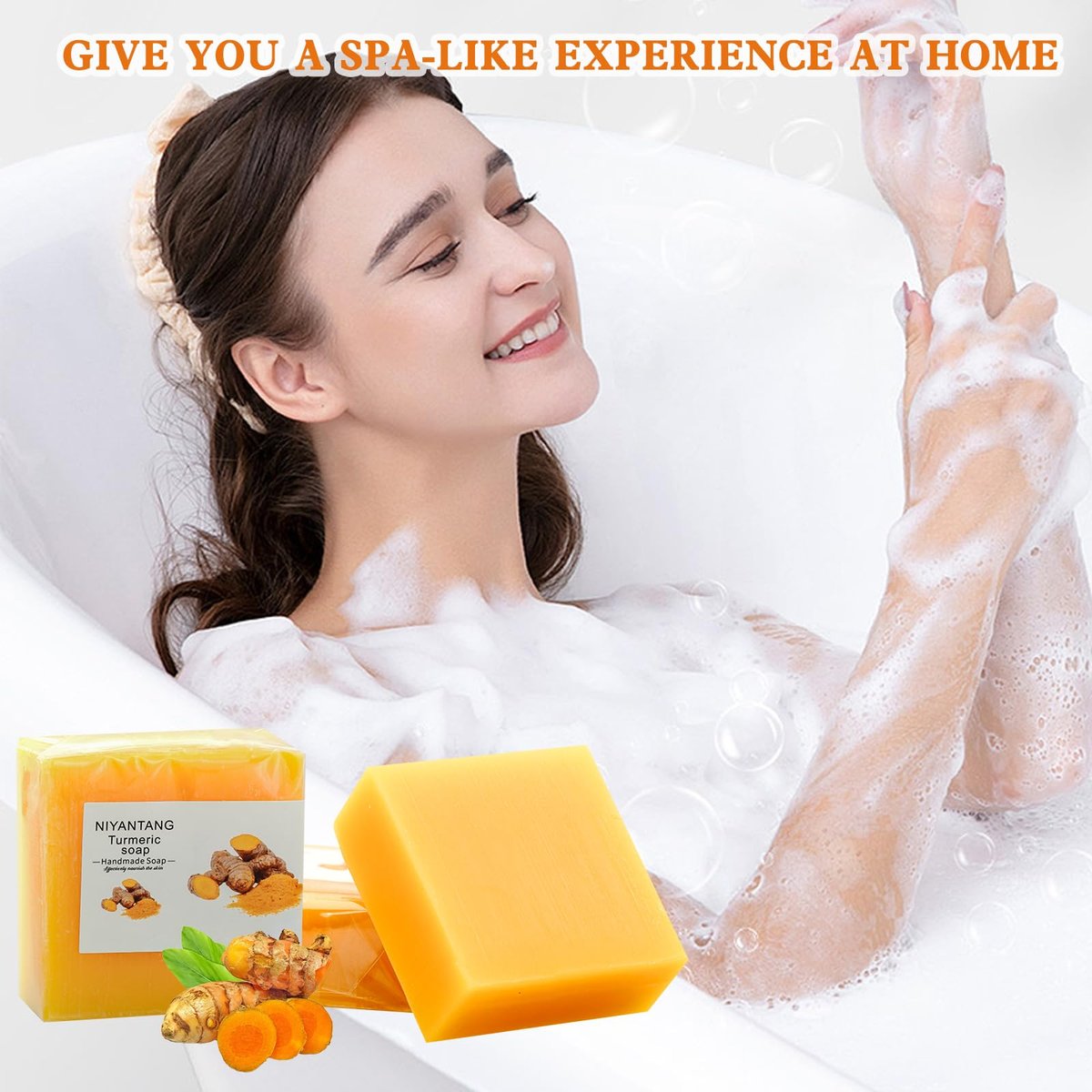 Shibarcle 3 PCS Turmeric Soap Bar - Natural Handmade Soap for Face & Body with Coconut Oil, Moisturizing & Soothing Gentle Cleanser for All Skin Types - görsel 3
