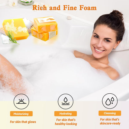 Shibarcle 3 PCS Turmeric Soap Bar - Natural Handmade Soap for Face & Body with Coconut Oil, Moisturizing & Soothing Gentle Cleanser for All Skin Types