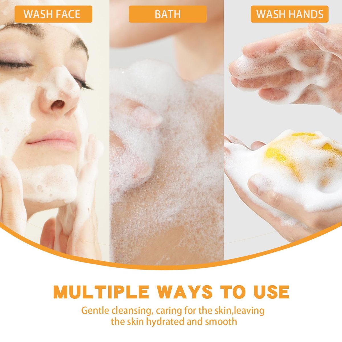 Shibarcle 3 PCS Turmeric Soap Bar - Natural Handmade Soap for Face & Body with Coconut Oil, Moisturizing & Soothing Gentle Cleanser for All Skin Types - görsel 7