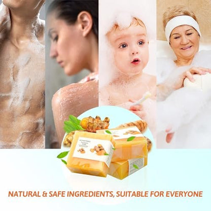 Shibarcle 3 PCS Turmeric Soap Bar - Natural Handmade Soap for Face & Body with Coconut Oil, Moisturizing & Soothing Gentle Cleanser for All Skin Types