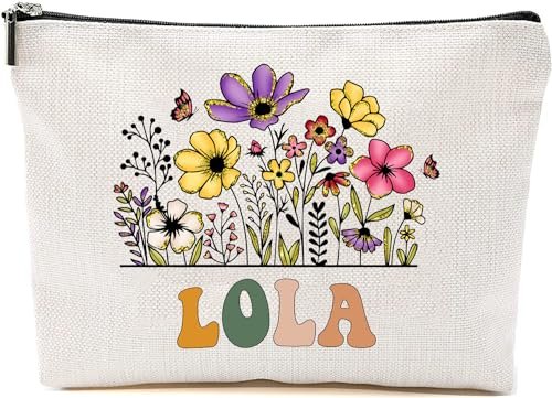 Lola Wildflowers Makeup Bag - White Floral Cosmetic Case for Mother's Day, Birthday Gifts - görsel 3