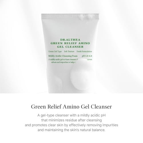 Dr.Althea Green Relief Amino Gel Cleanser - Lightweight Hydrating Makeup Remover, Daily Face Wash with Hyaluronic Acid, Korean Vegan Skincare for All Skin Types (3.38 Fl Oz) Avelisse