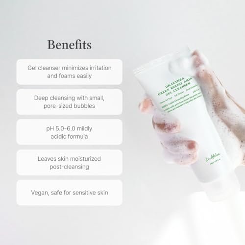 Dr.Althea Green Relief Amino Gel Cleanser - Lightweight Hydrating Makeup Remover, Daily Face Wash with Hyaluronic Acid, Korean Vegan Skincare for All Skin Types (3.38 Fl Oz) Avelisse