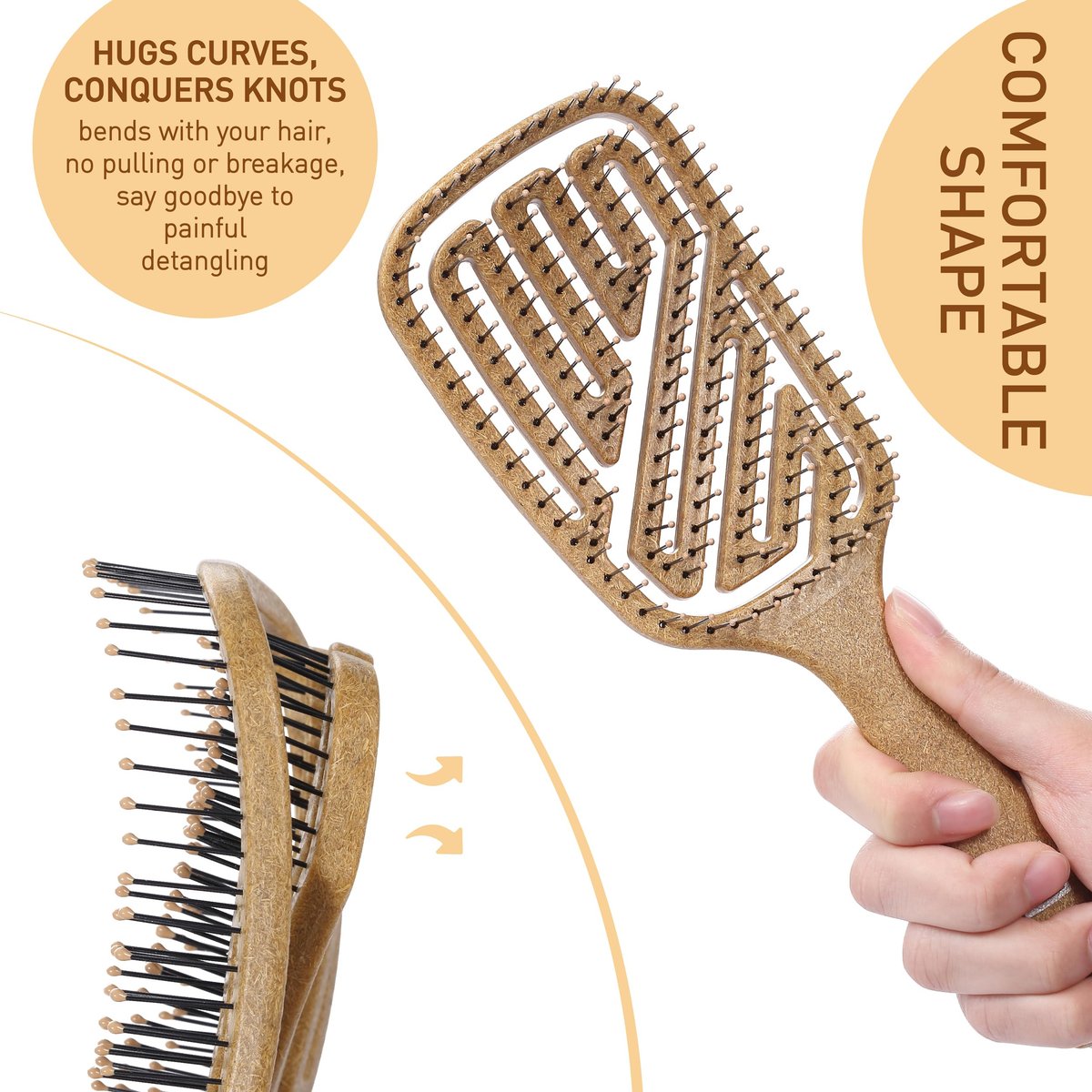 Zollo Flexible Hair Brush – Pain-Free Detangling for Wet or Dry Hair, Suitable for All Hair Types - görsel 9