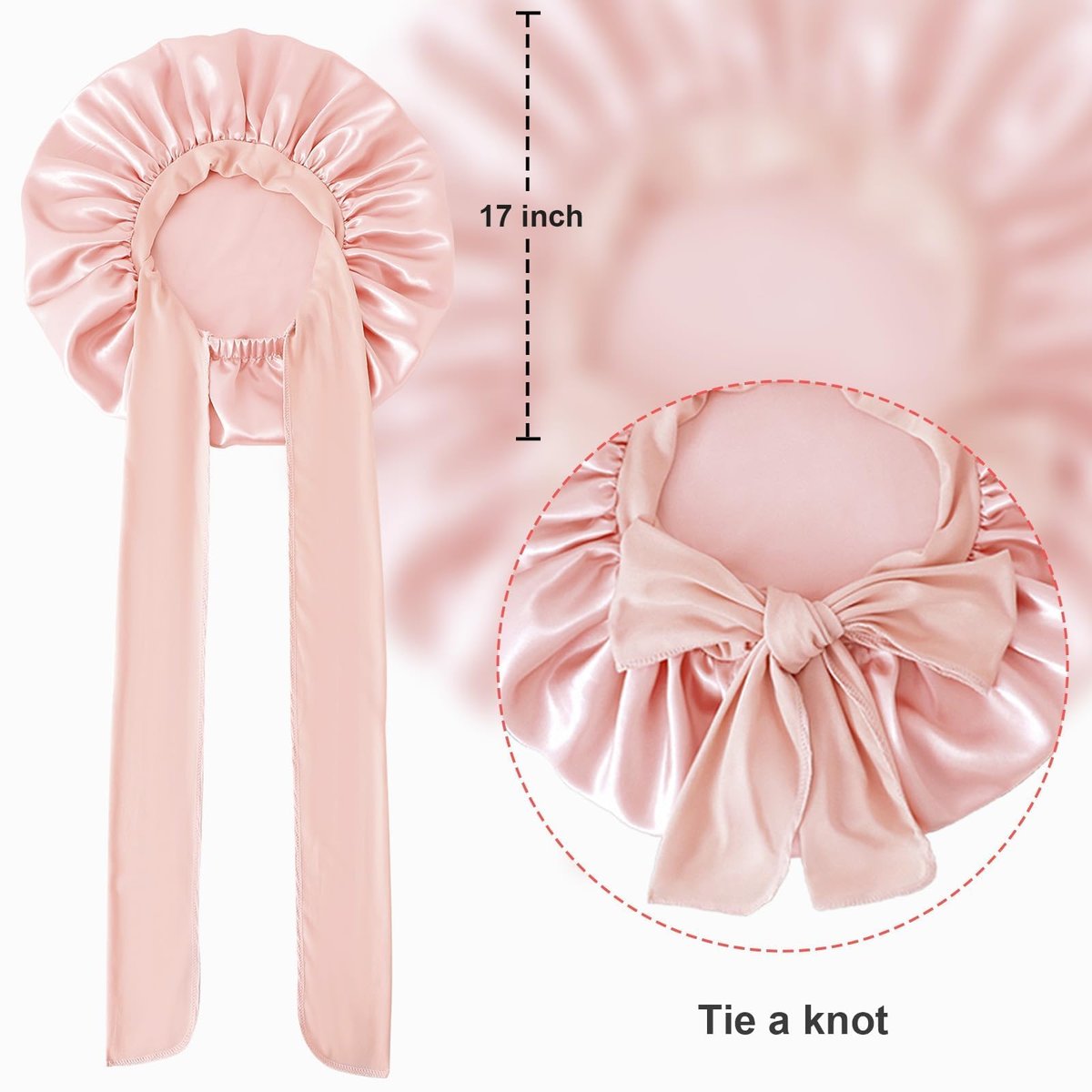 BE BIGEDDIE Large Silk Bonnet for Sleeping – Satin Hair Bonnet with Tie Band, Double Layer for Natural Curly Hair & Shower Cap Avelisse