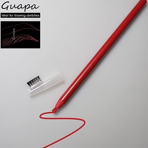 Guapa 2pcs Permanent Makeup Red Pencil for Eyebrow and Lip Mapping with Brush - Hard Core Peel Off Lip Tattoo Design Pencil (Red, 2 Count) - görsel 12