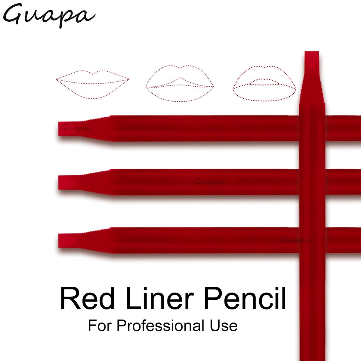 Guapa 2pcs Permanent Makeup Red Pencil for Eyebrow and Lip Mapping with Brush - Hard Core Peel Off Lip Tattoo Design Pencil (Red, 2 Count) - görsel 13