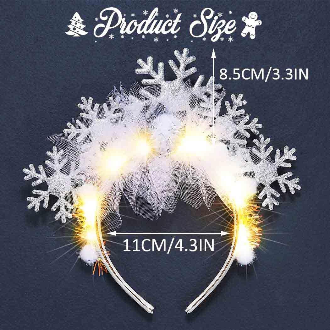 BARTOSI Snowflake Light Up Headband - LED Christmas Headbands Xmas Holiday Hair Accessories for Women (White, One Size) - görsel 9