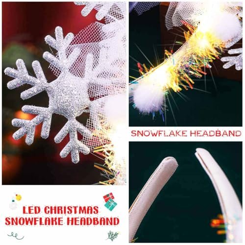 BARTOSI Snowflake Light Up Headband - LED Christmas Headbands Xmas Holiday Hair Accessories for Women (White, One Size) - görsel 12