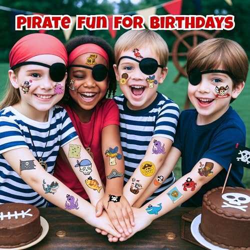 96PCS Pirate Pre-Cut Temporary Tattoos - Fun Pirate Ship, Mermaid, Treasure Designs for Kids Party Favors, Birthday Supplies, Classroom Rewards & Halloween Gifts - görsel 16
