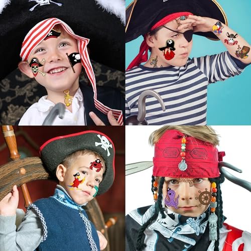 96PCS Pirate Pre-Cut Temporary Tattoos - Fun Pirate Ship, Mermaid, Treasure Designs for Kids Party Favors, Birthday Supplies, Classroom Rewards & Halloween Gifts - görsel 8