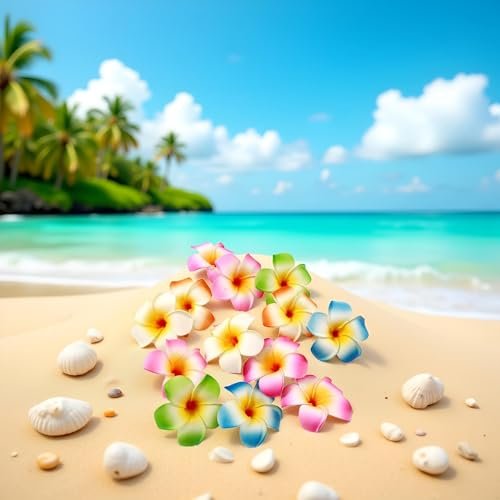 10-Pack Colorful Hawaii Plumeria Flower Hair Clips - Tropical Beach Party Barrettes for Women & Kids Avelisse