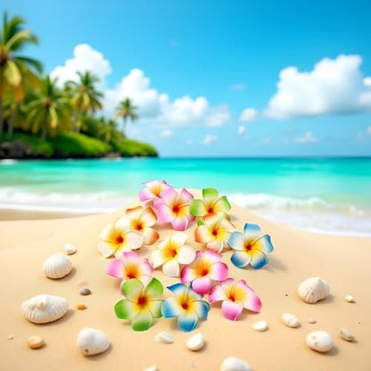 10-Pack Colorful Hawaii Plumeria Flower Hair Clips - Tropical Beach Party Barrettes for Women & Kids Avelisse
