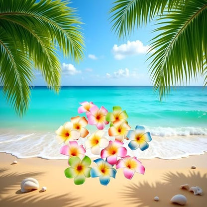 10-Pack Colorful Hawaii Plumeria Flower Hair Clips - Tropical Beach Party Barrettes for Women & Kids Avelisse