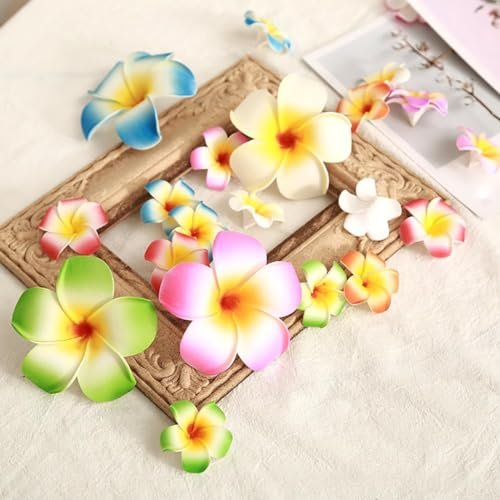 10-Pack Colorful Hawaii Plumeria Flower Hair Clips - Tropical Beach Party Barrettes for Women & Kids Avelisse