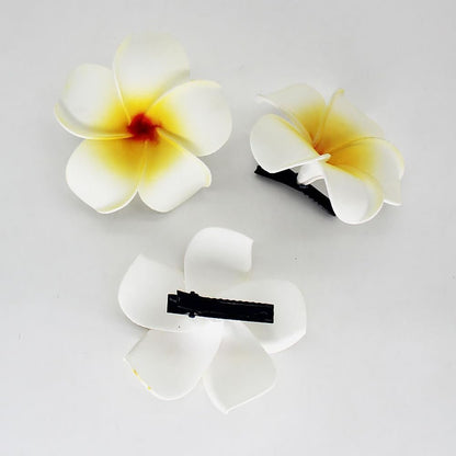 10-Pack Colorful Hawaii Plumeria Flower Hair Clips - Tropical Beach Party Barrettes for Women & Kids Avelisse